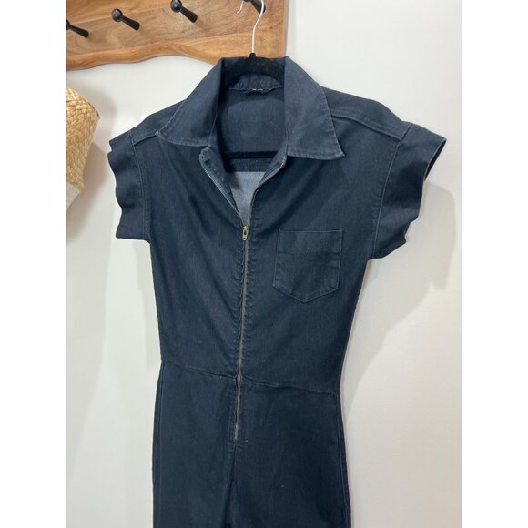 PYLO Disco Dolly Denim Jumpsuit Sz M Dark Wash - Picture 6 of 13